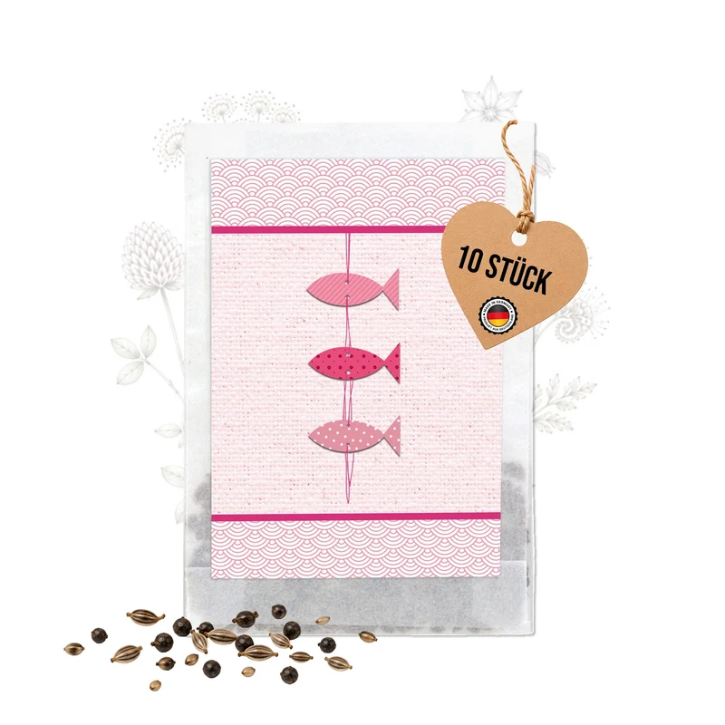 Samentütchen Drei Fische Rosa 10er Set für Taufe und Kommunion