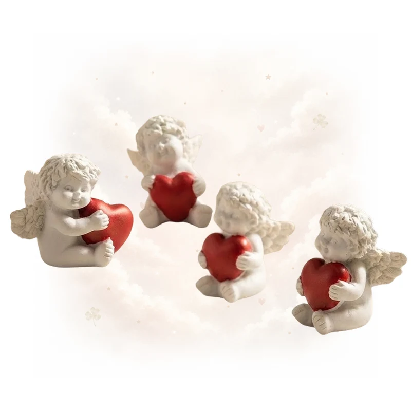 Poly-Liebesengel Igor 4er Set weiß-rot ca. 4–5 cm