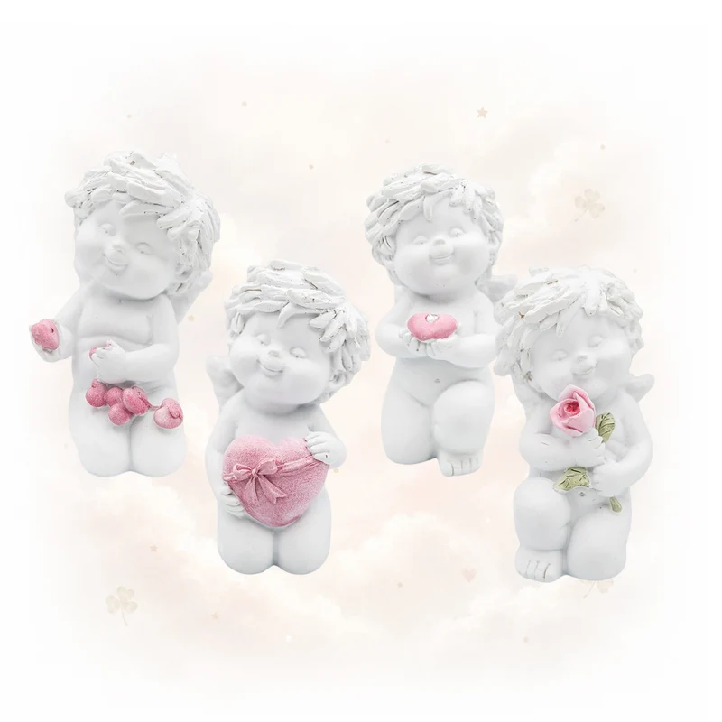 Igor-Engel 4er Set kniend 11 cm weiß-rosé mit Herz