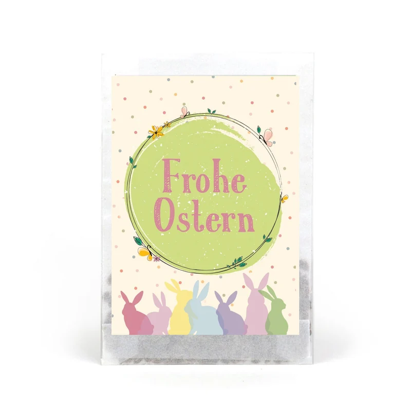 Frohe Ostern Samentütchen 10er Set Pastell - Kressesamen Gastgeschenk zu Ostern mit Hasen Motiv - Samen Geschenk für Osterfeier, Gäste oder Kunden - Logbuch-Verlag