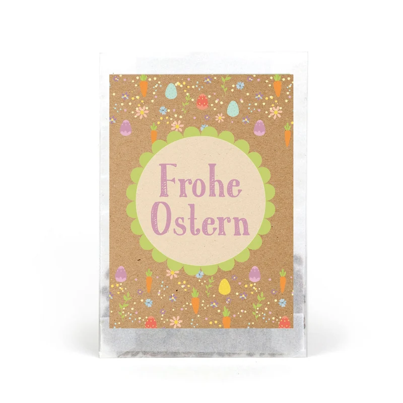 Frohe Ostern Samentütchen 10er Set - Kressesamen Gastgeschenk zu Ostern mit buntem Osterdesign - Samen Geschenk für Osterfeier, Gäste oder Kunden - Logbuch-Verlag