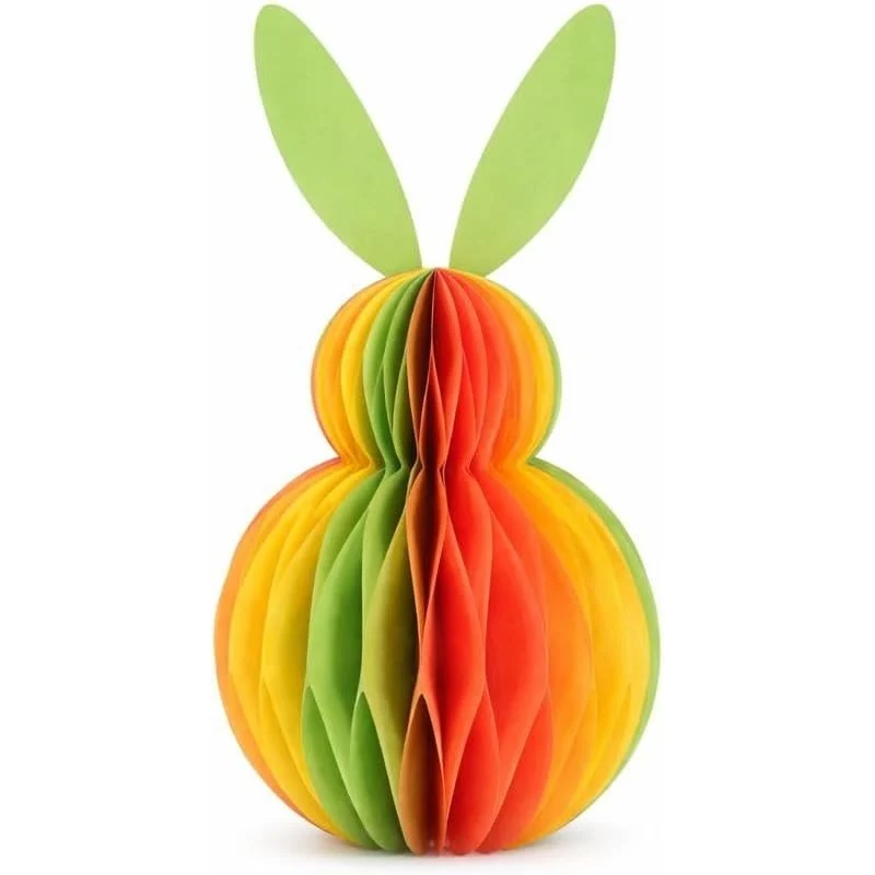 Honeycomb Hase bunt 30 cm – große Osterdeko aus Papier zum Aufstellen oder Hängen – farbenfrohe Frühlingsdeko – 1 Stück – Logbuch-Verlag