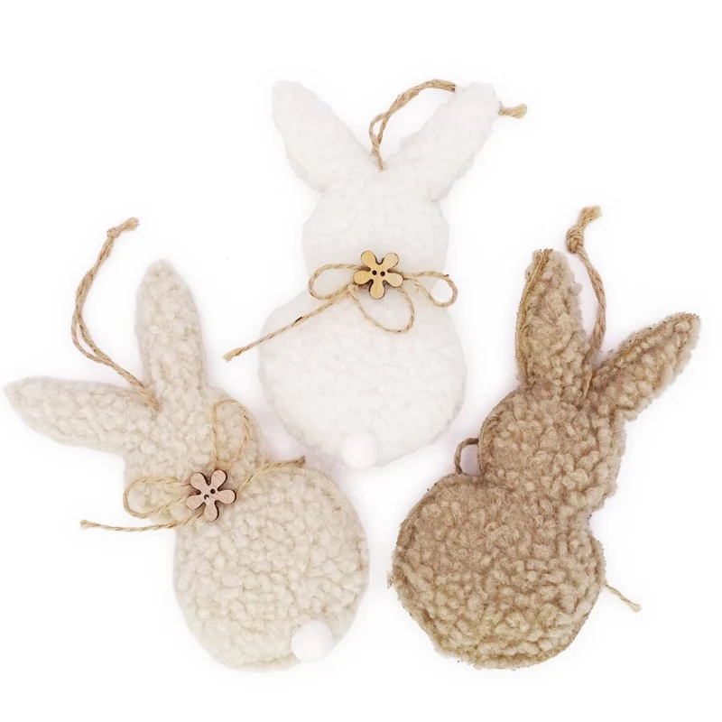 Textil-Hase 3er-Set naturfarben – Hänger aus Stoff 15 cm hoch – Osterdeko zum Aufhängen für Zweige, Fenster oder Geschenke – natürliche Frühlingsdeko – Logbuch-Verlag