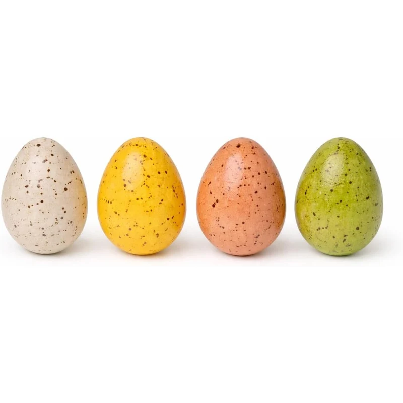Logbuch-Verlag 4er Set Keramik-Eier stehend – Osterdeko in Grün Creme Orange Gelb – Frühling Tischdeko 6 cm – natürliche Deko-Eier für Osterstrauß & Nest