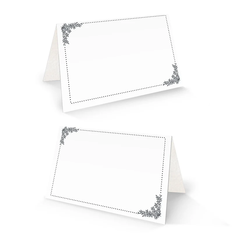 Tischkarten 25er Set, doppelseitig beschreibbar – Schwarz-Weiß für Trauerfeier, Fest & Buffet, 8,5 × 5,5 cm