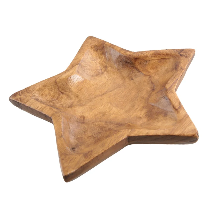 Dekoschale in Sternform aus Paulownia-Holz, 26 cm, Braun – rustikale Weihnachtsdeko zum Befüllen