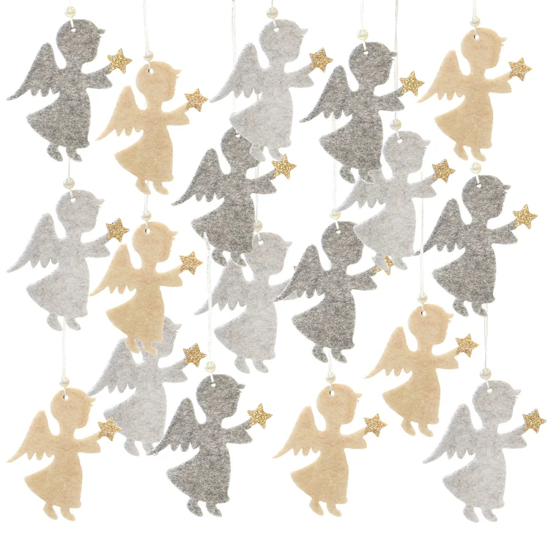 Filzengel Anhänger Set 18 Stück –Weihnachtsdeko zum Hängen 7,5 cm –Engel aus Filz