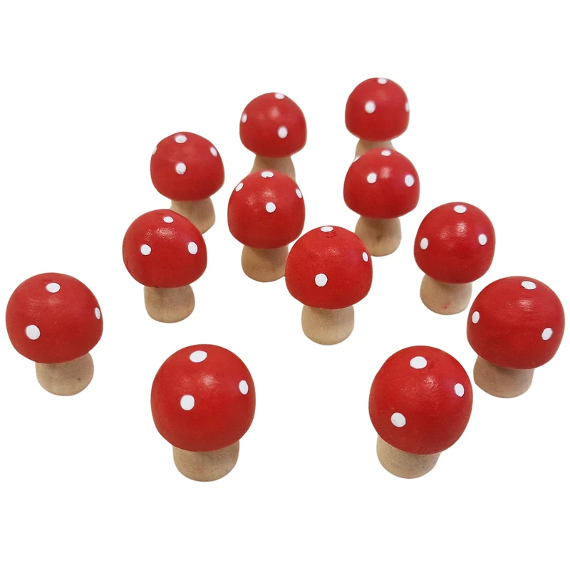 Logbuch-Verlag Holz Fliegenpilze 3 cm – 12er Set kleine Pilzfiguren aus Holz – rote Herbstdeko Pilze mit weißen Punkten – zum Basteln, Streuen & Dekorieren