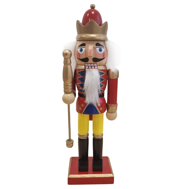Logbuch-Verlag Holz Nussknacker König 25 cm – Klassische Weihnachtsdeko aus Holz in Rot, Blau & Gold – Festliche Figur zum Aufstellen