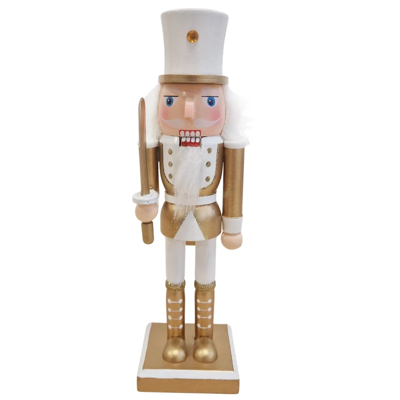 Logbuch-Verlag Nussknacker König Weiß 26 cm – Elegante Weihnachtsdeko im festlichen Look