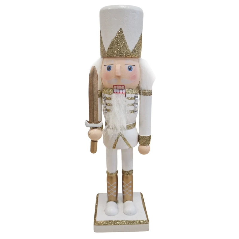 Logbuch-Verlag Nussknacker König Weiß 26 cm – Elegante Weihnachtsdeko im festlichen Look
