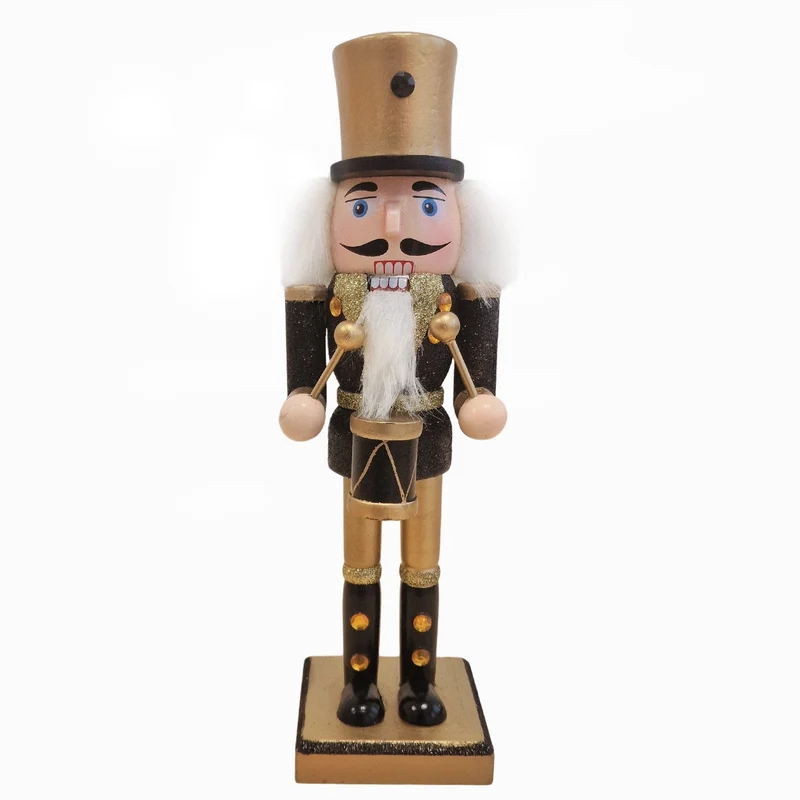 Logbuch-Verlag Holz Nussknacker Trommler Schwarz 26 cm – Festliche Weihnachtsdeko im klassischen Look