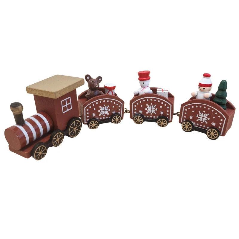Logbuch-Verlag Holz Zug 4-teilig Rot 19,5 cm lang – Weihnachtsdeko mit Figuren