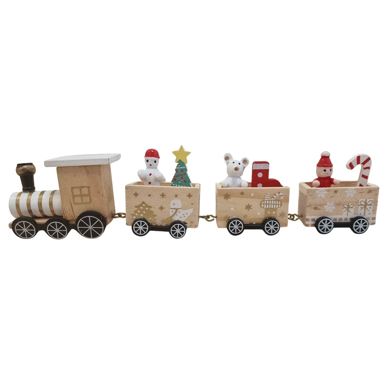 Logbuch-Verlag Holz Zug 4-teilig Natur 21 cm lang – Weihnachtsdeko mit Figuren