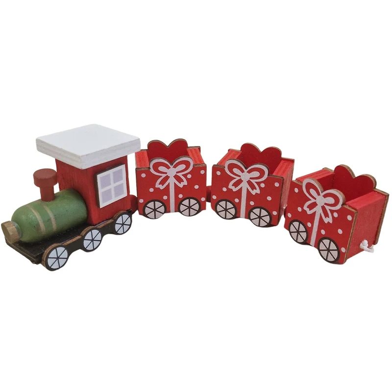Logbuch-Verlag Holz Zug 4-teilig Rot 19 cm lang – Weihnachtsdeko mit Geschenk-Waggons