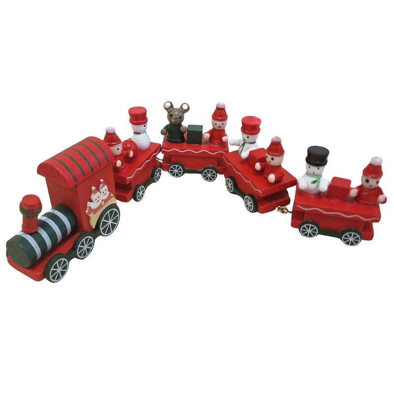 Logbuch-Verlag Holz Zug 5-teilig Rot 26 cm lang – Weihnachtsdeko mit Figuren