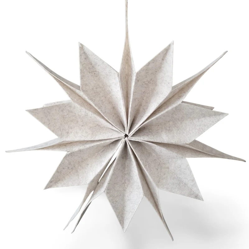 Stern Anhänger Filz Creme 40 cm – Weihnachtsstern zum Aufhängen, faltbar mit Klett, skandinavische Weihnachtsdeko – Logbuch-Verlag