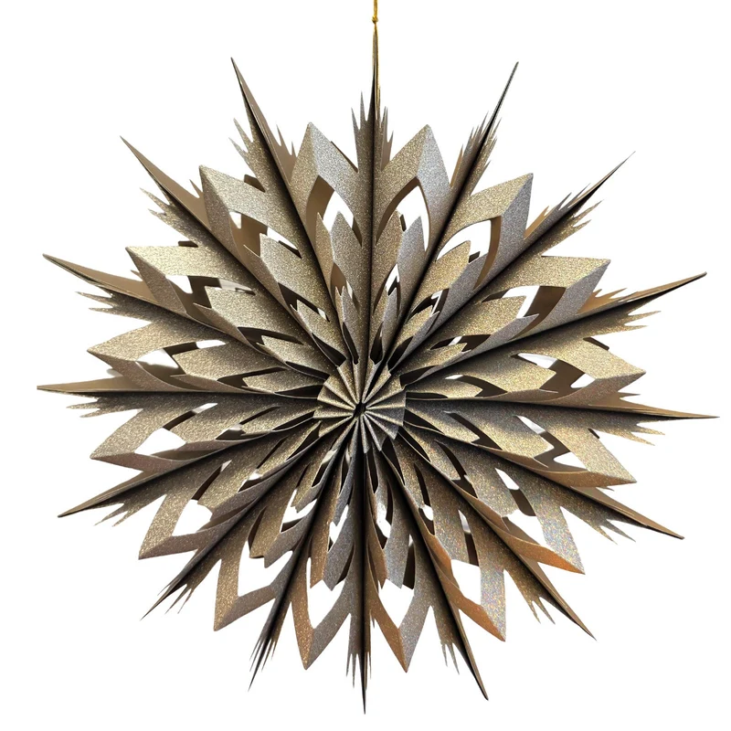 Papierstern Gold glitzernd 30 cm – Weihnachtsdeko zum Aufhängen, faltbar, festlicher Hänger im nordischen Stil – Logbuch-Verlag