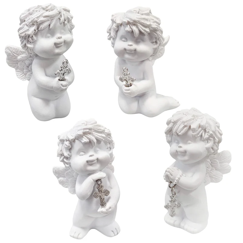 Igor-Engel mit Kreuz 4er Set weiß ca. 6–7 cm