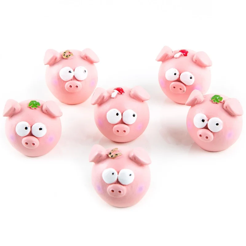 Logbuch-Verlag 6 kleine Dicke Glücksschwein Figuren rosa pink Glücksbringer Talisman Kleeblatt Hufeisen Pilz kleines Geschenk Silvester Neujahr