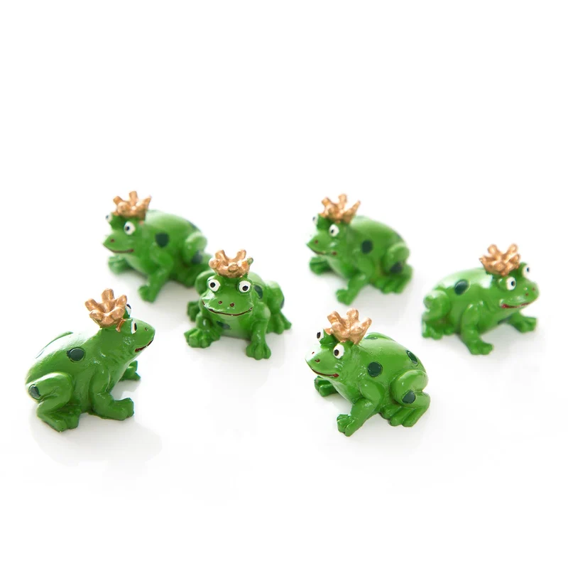 6 kleine Frösche Froschkönig mit Krone 3 cm