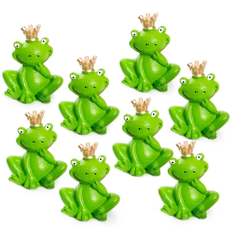 8 kleine Frösche mit Krone Froschkönig Figuren 3 cm
