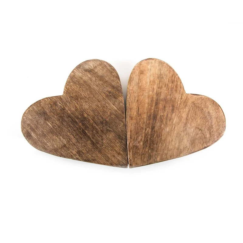 2 braune Holzherzen 20 cm Herz Geschenk Muttertag Hochzeit