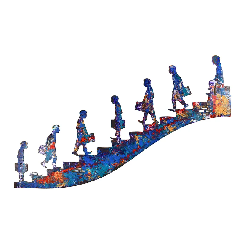 Wandskulptur "On the stairs", Stahl