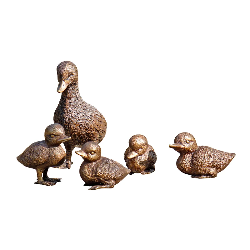 5 Gartenskulpturen "Entenfamilie" im Set
