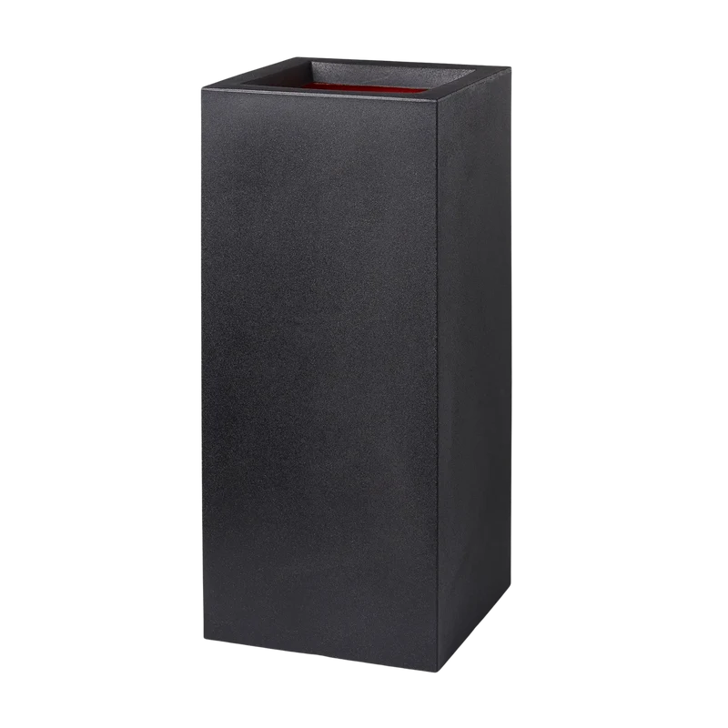 Pflanzkübel rechteckig Smooth schwarz | 36x36x79 cm