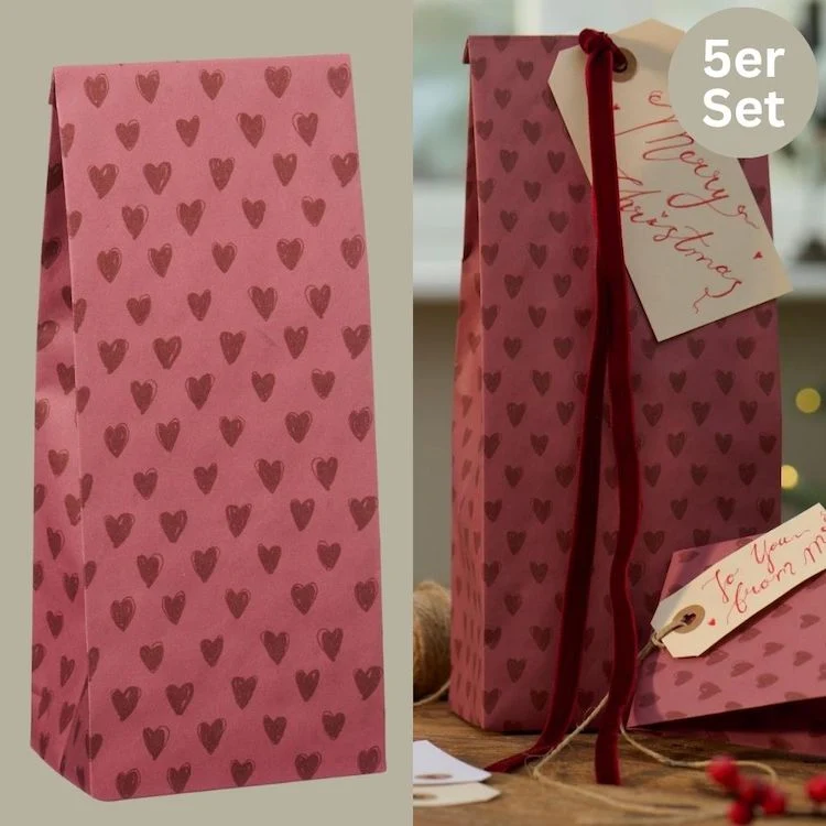 Ib Laursen Flaschentüten mit Herzchen 5er-Set Desert Rose