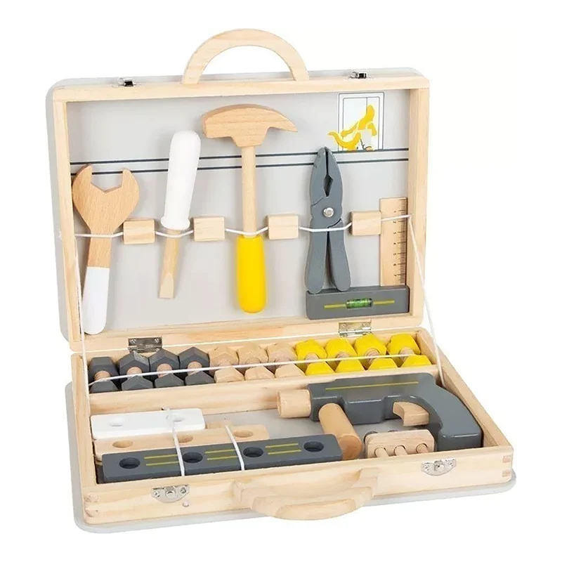 Werkzeugkoffer für Kinder ab 3 Jahre (aus Holz)