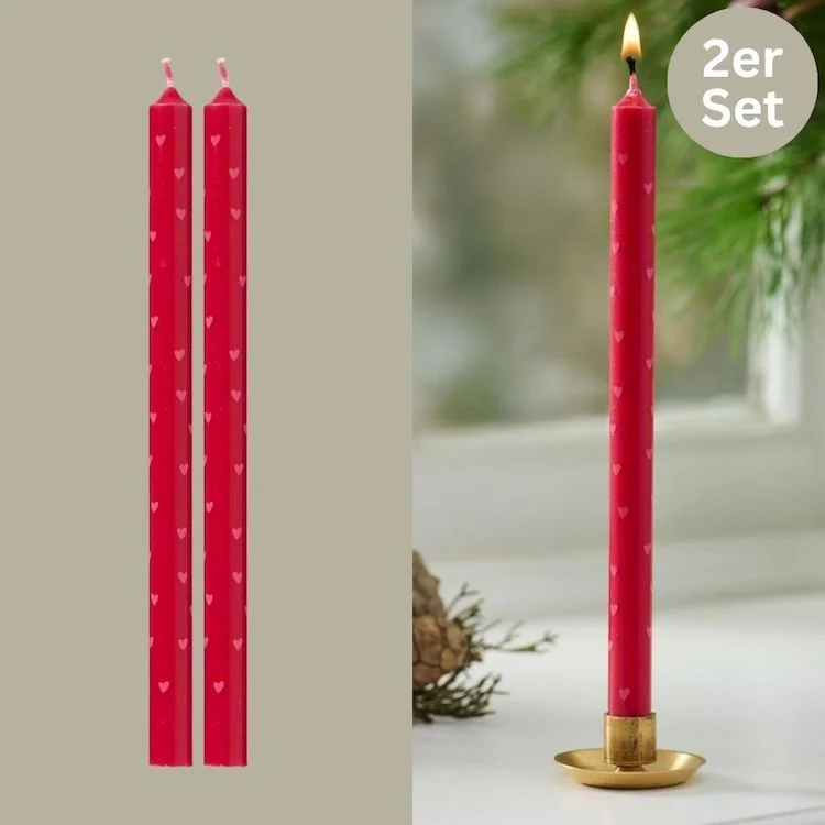 Ib Laursen Stabkerzen Hearts 2er-Set rot
