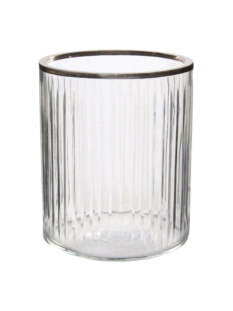 Windlicht | Glas mit Platinrand 15x13