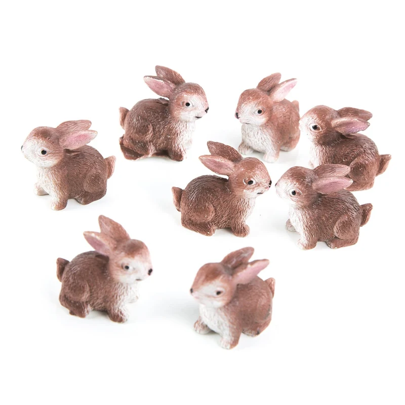 8 kleine Osterhasen Figuren - 4 cm braun - als Osterdeko Geschenk