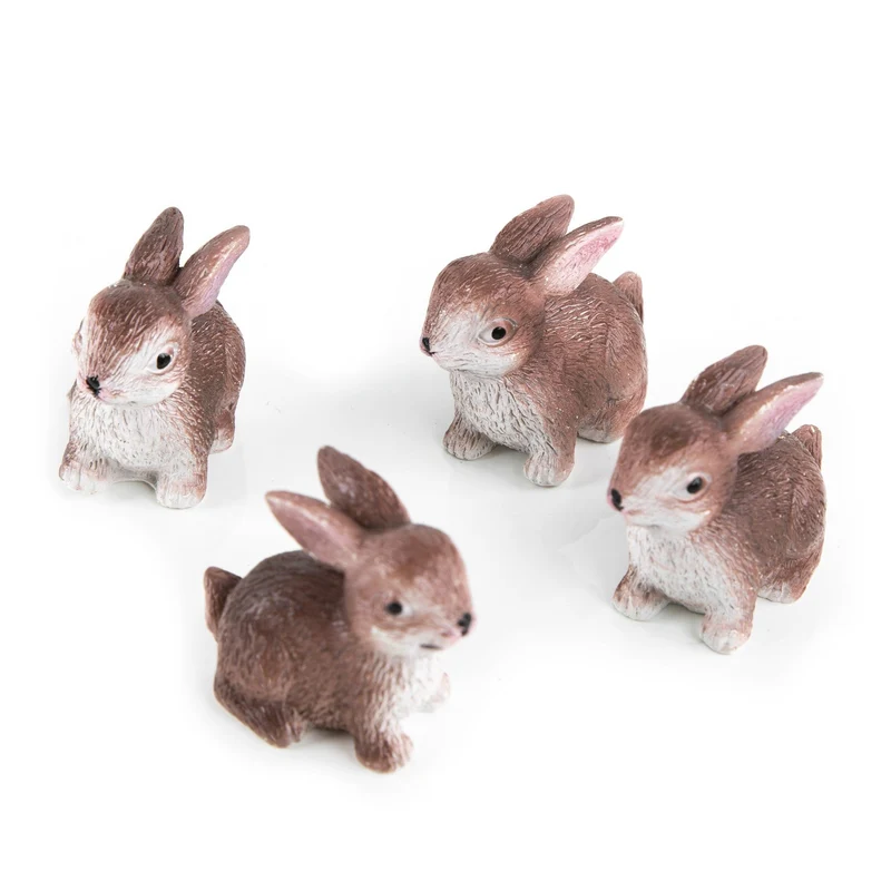 4 Mini Osterhasen Figuren 4 cm - kleine Osterdeko Streuteile Tischdeko