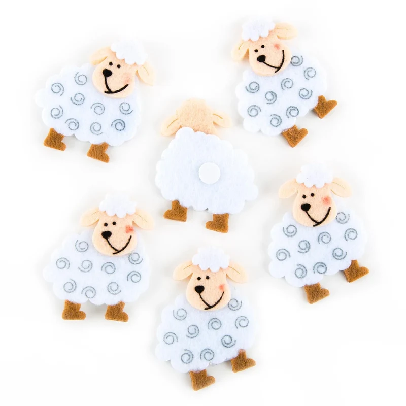 6 lustige Schafe mit Klebepunkt weiß braun - Osterdeko zum Kleben Osteraufkleber
