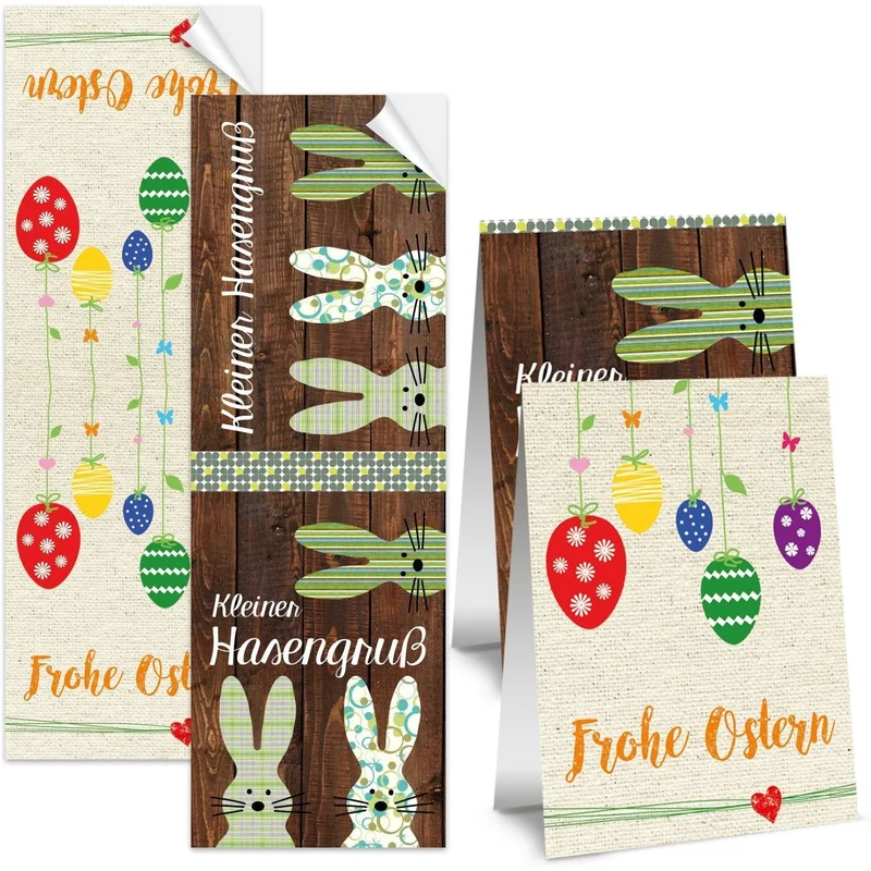 Osteraufkleber SET 2 x 10 FROHE OSTERN Aufkleber 7,2 x 21 cm selbstklebend