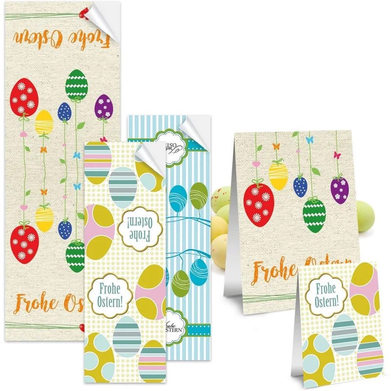 30 Stück SET Aufkleber Ostern - je 10 Sticker FROHE OSTERN Geschenkaufkleber Oster-Verpackung Geschenke Osterdeko Etiketten Banderole selbstklebend Ostergeschenke verpacken