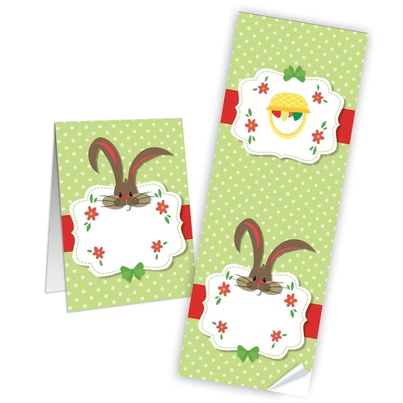 100 Frohe Ostern Aufkleber Osterhase Osterdeko Osteretiketten Osteraufkleber 7,2 x 21 cm Verpackung Kindergeschenke beschriftbar Geschenkaufkleber grün rot weiß braun