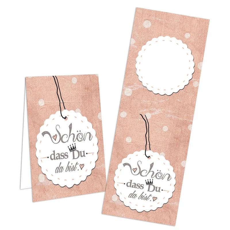 25 SCHÖN DASS DU DA BIST rosa altrosa weiß gepunktet HERZ Aufkleber KRONE Gastgeschenk Verpackung give-away Geschenkaufkleber Hochzeit Geburtstag Sticker Tischkarten Basteln