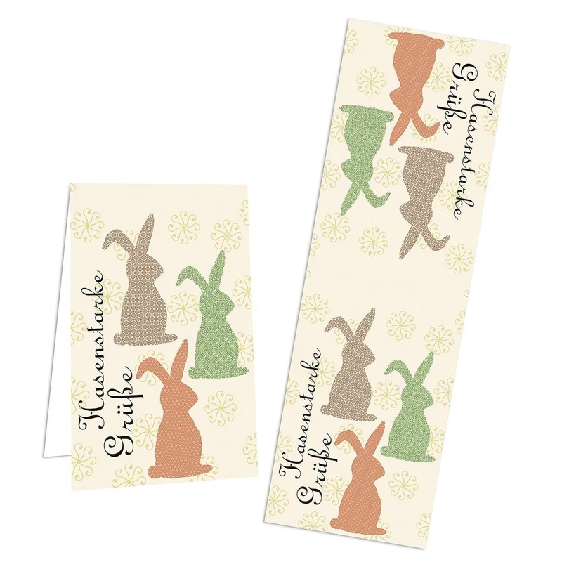 25 Stück Osteraufkleber DREI OSTERHASEN Aufkleber natur beige grün braun Geschenkaufkleber Oster-Deko Oster-Sticker Geschenk-Verpackung Frohe Ostern Banderole Etikett