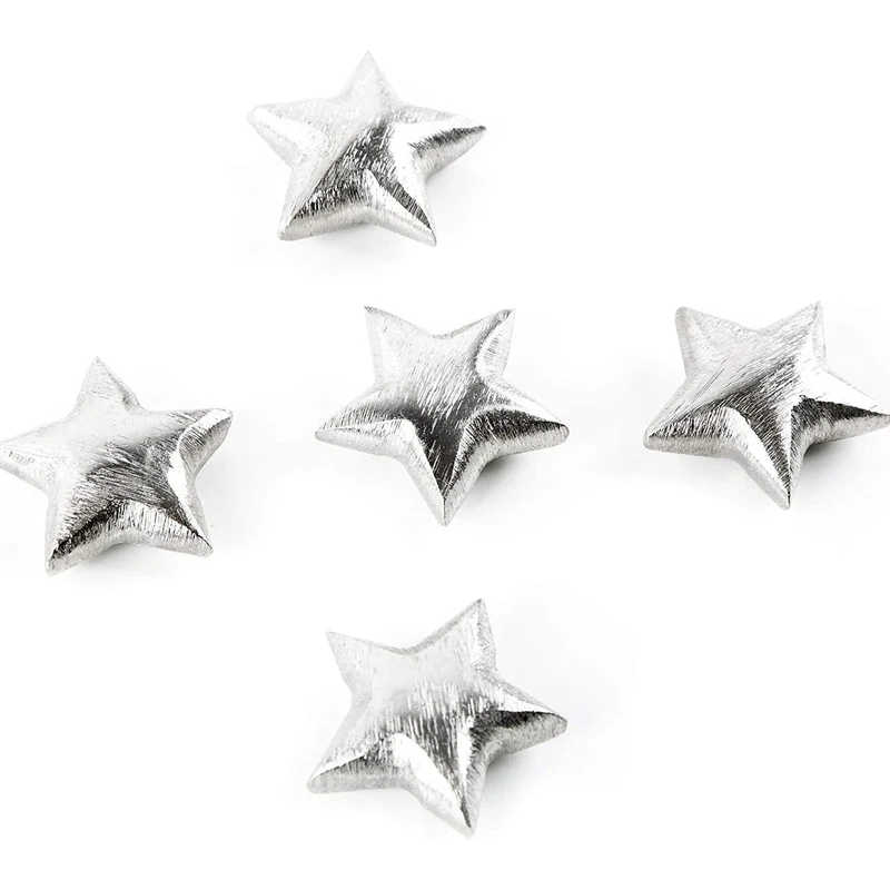 5 kleine Sterne - silberfarbene Streudeko weihnachtlich aus Aluminium - Weihnachtsdeko zum Streuen