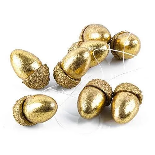 8 kleine Nüsse Eichelnüsse 5 x 3 cm gold als Weihnachtsanhänger Geschenkanhänger Deko