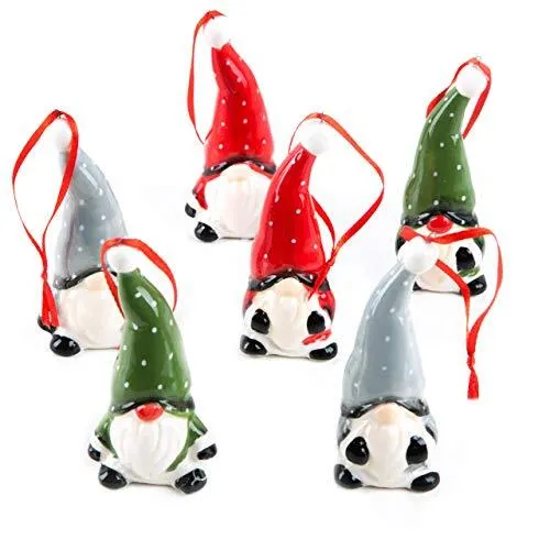 6 kleine Wichtel bunt Weihnachtsanhänger Wichtelgeschenk Wichtelanhänger rot grün grau