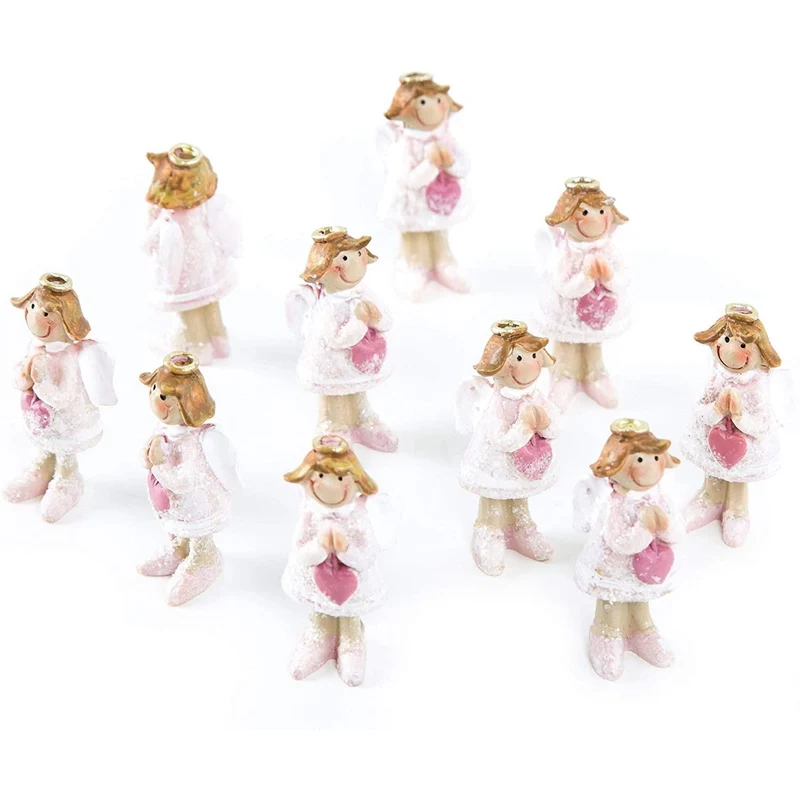 Logbuch-Verlag 10 kleine Schutzengel Figuren Mini Engel rosa m. Heiligenschein Gastgeschenk Give-Away Geschenk Taufe Kommunion Firmung Mädchen Deko Weihnachten
