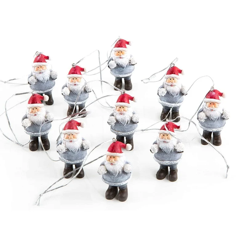 Logbuch-Verlag 10 kleine Nikolausanhänger Weihnachtsmann Figuren zum Aufhängen Weihnachtsanhänger Mini Geschenk Deko Weihnachten Christbaumanhänger