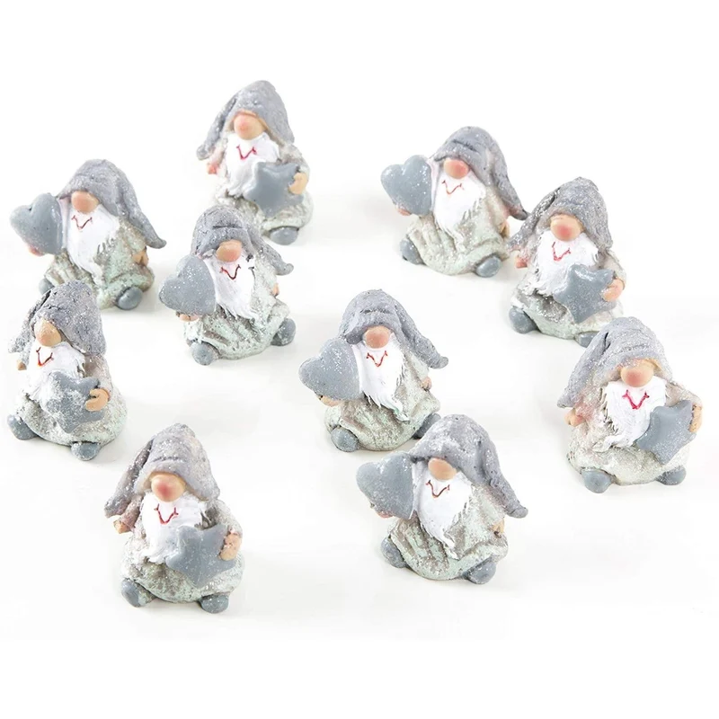 Logbuch-Verlag 10 kleine Mini Wichtel grau weiß mit Herz + Stern 4 cm Wichtelgeschenk Weihnachtsdeko Nikolausgeschenk f. Kinder Kunden Freunde Deko Weihnachten