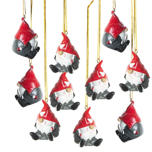 10 mini Wichtel Anhänger rot grau - kleines Wichtelgeschenk