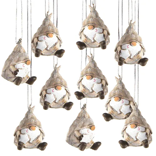10 kleine Wichtelanhänger 4 cm Wichtel Figuren mit Schnur grau weiß Weihnachtswichtel